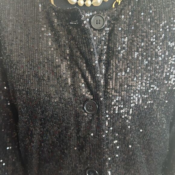 Steve Madden Black Sequin Bomber Jacket - Picture 4 of 7